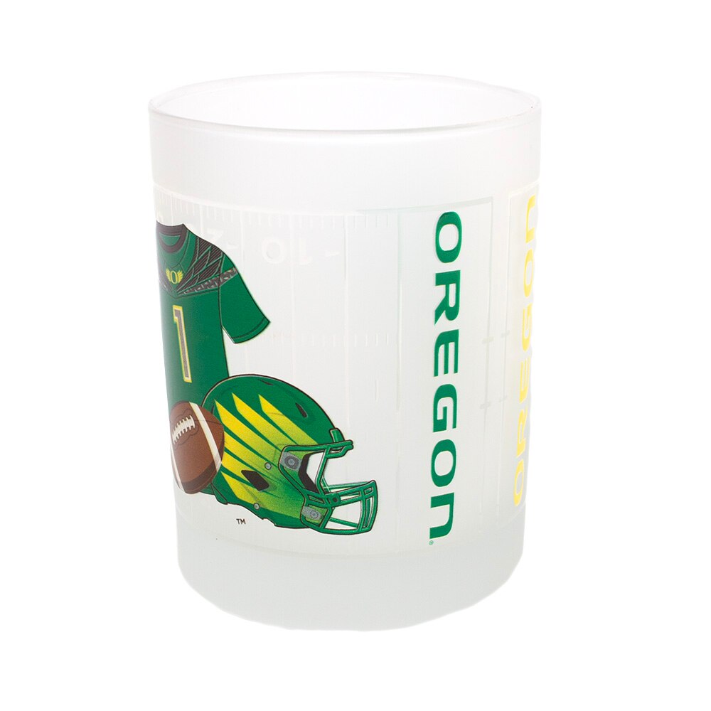 Classic Oregon O, O Wings, RFSJ, Inc., Cocktails & Wine, Glass, Home & Auto, Football, Frosted, 14 ounce, Rocks style, 959087